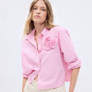 GAP X LoveShackFancy organic cotton cropped shirt